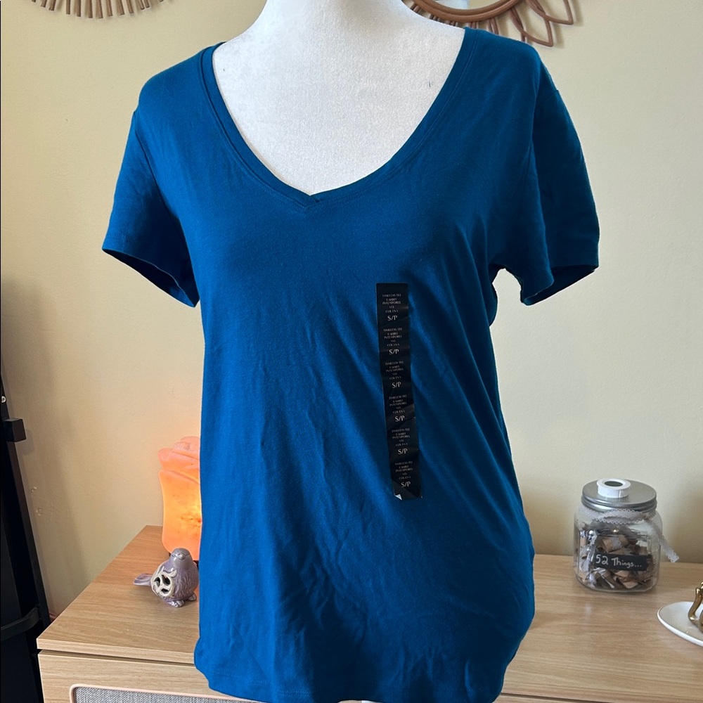 Blue V-Neck Women's Top